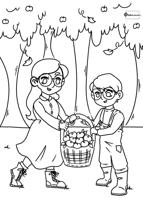 Grennn kleurplaat lilly en dobby en het appelbos