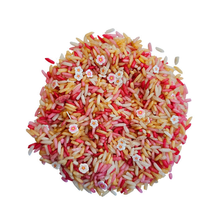 Grennn speelrijst pink flower mix