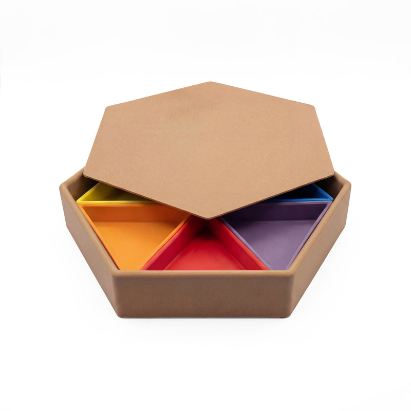 Grennn speelbak Mandigo inclusief 6 inleg driehoeken regenboog