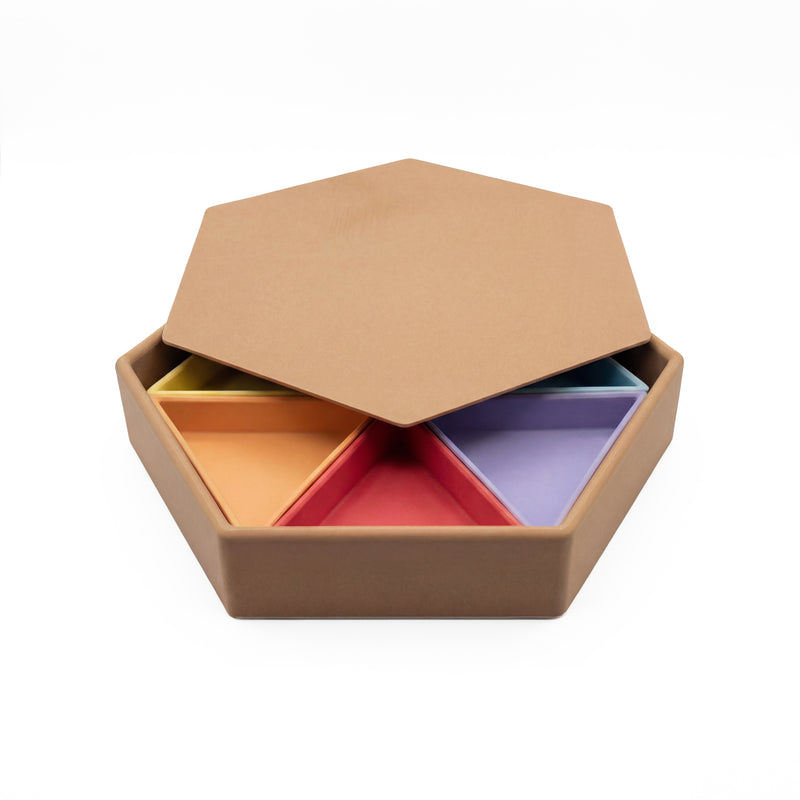 Grennn speelbak Mandigo inclusief 6 inleg driehoeken pastel