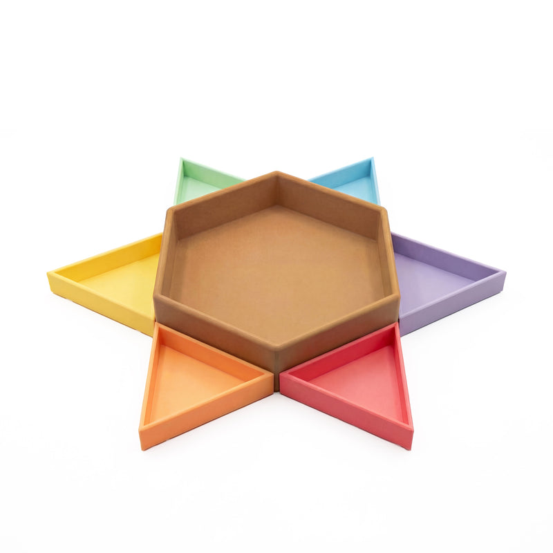 Grennn speelbak Mandigo inclusief 6 inleg driehoeken pastel