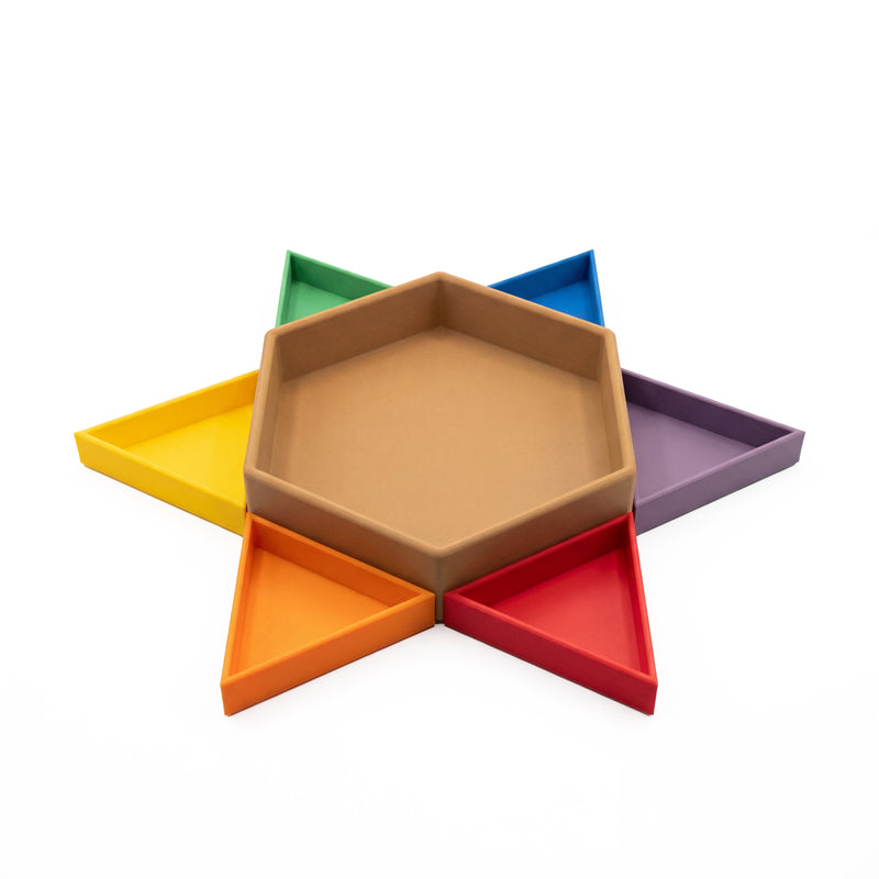 Grennn speelbak Mandigo inclusief 6 inleg driehoeken regenboog