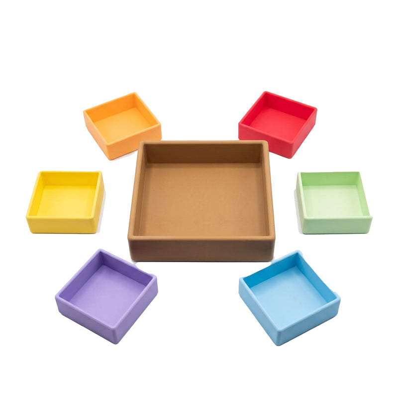 Grennn speelbak vierkant inclusief 6 inleg vierkanten pastel
