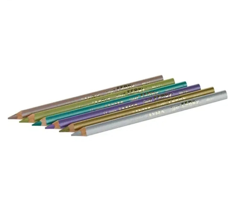 Lyra Super Ferby kleurpotloden metallic - assortiment - 3-kantig - gelakt - 6 stuks