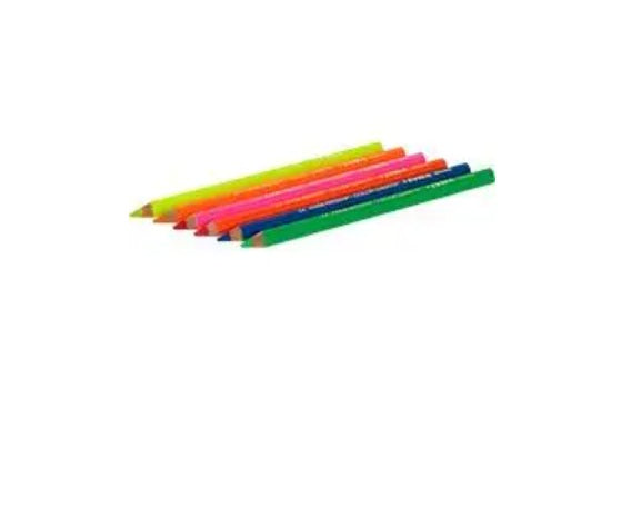 Lyra Kleurreuzen neon - assortiment - 6-kantig - gelakt - 6 stuks