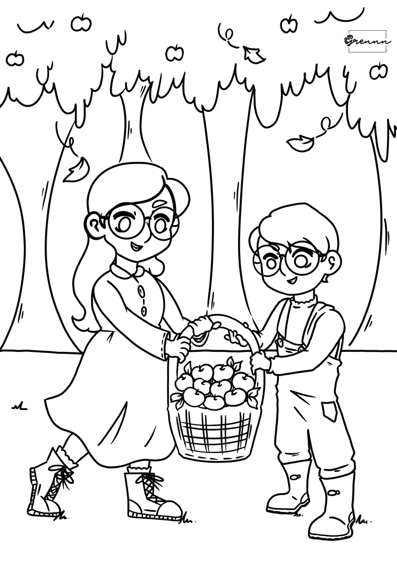 Grennn kleurplaat lilly en dobby en het appelbos