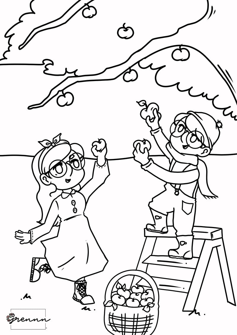 Grennn kleurplaat lilly en dobby en het plukken aan de appelboom