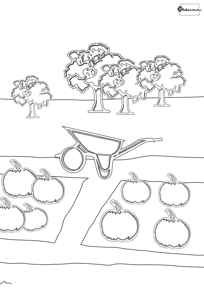 Grennn kleurplaat pompoen moestuin